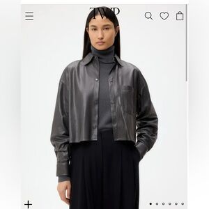 TWP Cropped long sleeved shirt in supple lamb leather, finished on both sides XS